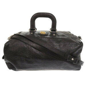 Gucci Interlocking GG Leather Black Boston Bag Shoulder Backpack